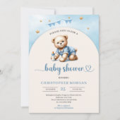 Schattigee teddybeer met baby flessenboogjongen kaart (Voorkant)