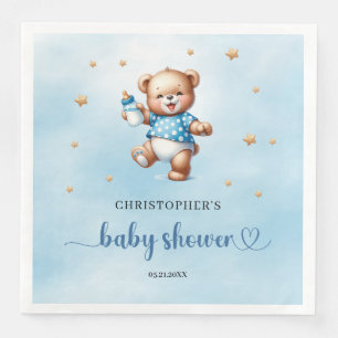 Schattigee teddybeer met baby-flessenjongen baby s servet
