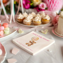Schattigee teddybeer met ballon baby shower servet