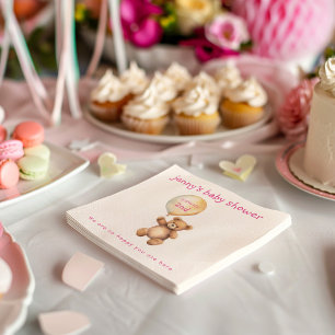 Schattigee teddybeer met ballon baby shower servet