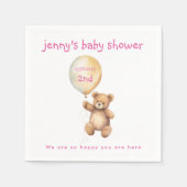 Schattigee teddybeer met ballon baby shower servet (Voorkant)