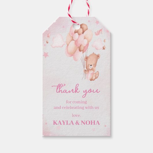 Schattigee Teddybeer met ballon Cadeaulabel (Voorkant)