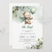 Schattigee teddybeer met ballon genderneutraal gro kaart (Voorkant / Achterkant)