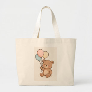 Schattigee teddybeer met ballonnen   Baby & Kinder Grote Tote Bag