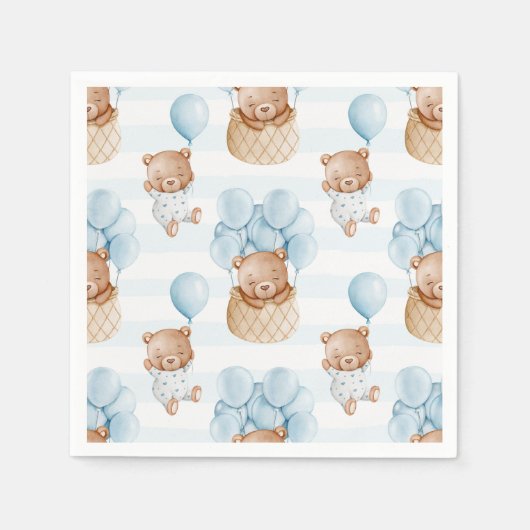 Schattigee Teddybeer met ballonnen Baby shower Servet (Voorkant)