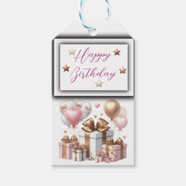 Schattigee teddybeer met ballonnen en geschenken cadeaulabel