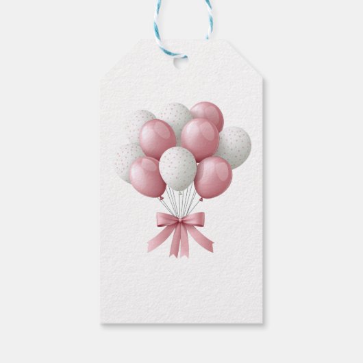 Schattigee teddybeer met ballonnen en geschenken cadeaulabel (Achterkant)