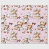 Schattigee teddybeer met ballonnen en geschenken cadeaupapier (Vlak)