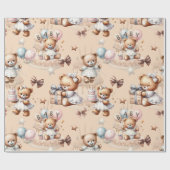 Schattigee teddybeer met ballonnen en geschenken cadeaupapier (Vlak)