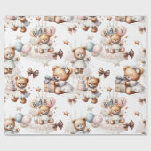 Schattigee teddybeer met ballonnen en geschenken cadeaupapier (Vlak)
