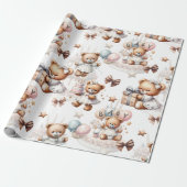 Schattigee teddybeer met ballonnen en geschenken cadeaupapier (Uitgerold)