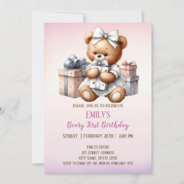 Schattigee teddybeer met ballonnen en geschenken kaart