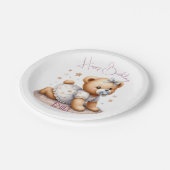 Schattigee teddybeer met ballonnen en geschenken papieren bordje (Gekanteld)