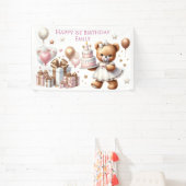 Schattigee teddybeer met ballonnen en geschenken spandoek (Insitu)