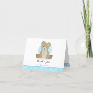 Schattigee Teddybeer met boog Stropdas Baby shower Bedankkaart