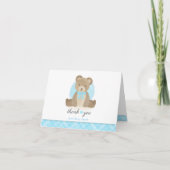 Schattigee Teddybeer met boog Stropdas Baby shower Bedankkaart (Voorkant)