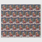 Schattigee teddybeer met cadeau kerstrol van cadeaupapier (Vlak)