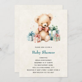 Schattigee teddybeer met Cadeaus Baby shower Kaart
