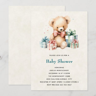 Schattigee teddybeer met Cadeaus Baby shower Kaart