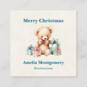 Schattigee teddybeer met cadeaus Vrolijk kerstfees Vierkante Visitekaartje (Voorkant)