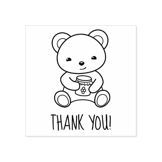 Schattigee teddybeer met een honingpot dank u rubberstempel (Afrduk)