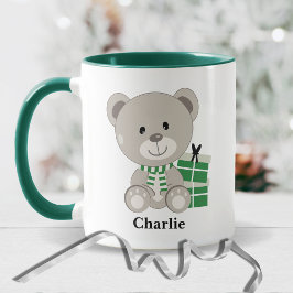 Schattigee Teddybeer met groene kerstcadeaus Mok
