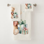 Schattigee teddybeer met kerstcadeaus bad handdoek (Insitu)