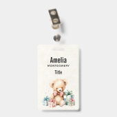 Schattigee teddybeer met kerstcadeaus badge (Back with Clip)
