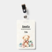 Schattigee teddybeer met kerstcadeaus badge (Front with Clip)