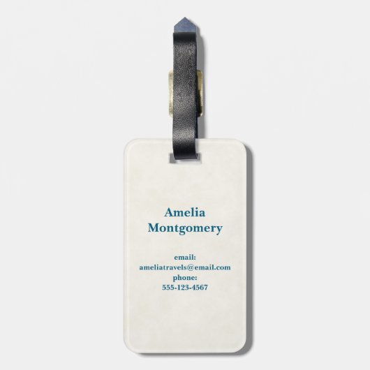 Schattigee teddybeer met kerstcadeaus bagagelabel (Achterkant verticaal)