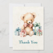 Schattigee teddybeer met kerstcadeaus bedankkaart (Voorkant)