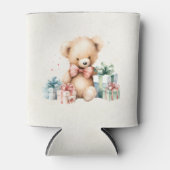Schattigee teddybeer met kerstcadeaus blikjeskoeler (Voorkant)