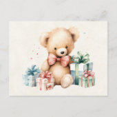 Schattigee teddybeer met kerstcadeaus briefkaart (Voorkant)
