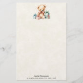Schattigee teddybeer met kerstcadeaus briefpapier (Voorkant)