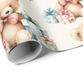 Schattigee teddybeer met kerstcadeaus cadeaupapier (Rol Hoek)