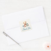 Schattigee teddybeer met kerstcadeaus Dank u Vierkante Sticker (Envelop)