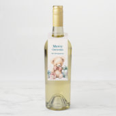 Schattigee teddybeer met kerstcadeaus flessenhanger (Op fles)