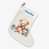 Schattigee teddybeer met kerstcadeaus grote kerstsok (Voorkant (Hangend))