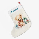 Schattigee teddybeer met kerstcadeaus grote kerstsok (Achterkant (Hangend))