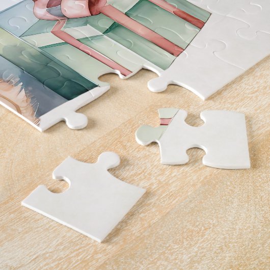 Schattigee teddybeer met kerstcadeaus legpuzzel (Zijkant)