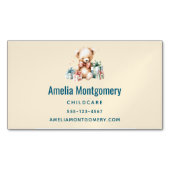 Schattigee teddybeer met kerstcadeaus magnetisch visitekaartje (Voorkant)