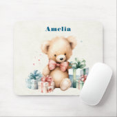 Schattigee teddybeer met kerstcadeaus muismat (Met muis)