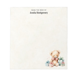 Schattigee teddybeer met kerstcadeaus notitieblok