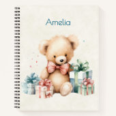 Schattigee teddybeer met kerstcadeaus notitieboek (Voorkant)