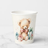 Schattigee teddybeer met kerstcadeaus papieren bekers (Achterkant)