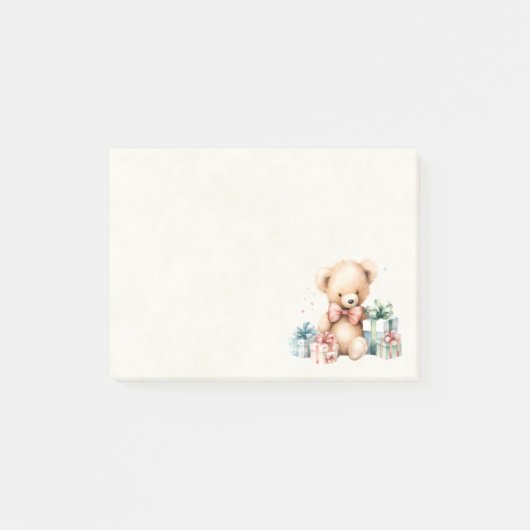 Schattigee teddybeer met kerstcadeaus post-it® notes (Voorkant)