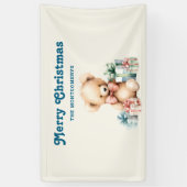 Schattigee teddybeer met kerstcadeaus spandoek (Verticaal)