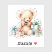 Schattigee teddybeer met kerstcadeaus sticker (Vel)