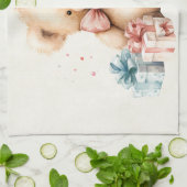 Schattigee teddybeer met kerstcadeaus theedoek (Gevouwen)