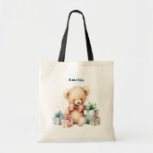 Schattigee teddybeer met kerstcadeaus tote bag (Voorkant)